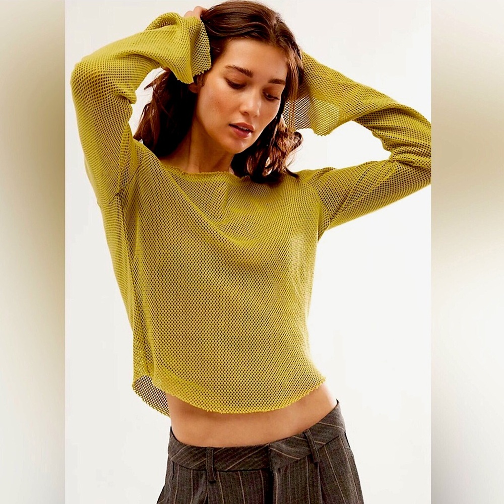 NWOT Free People Beau Mesh Layering Top